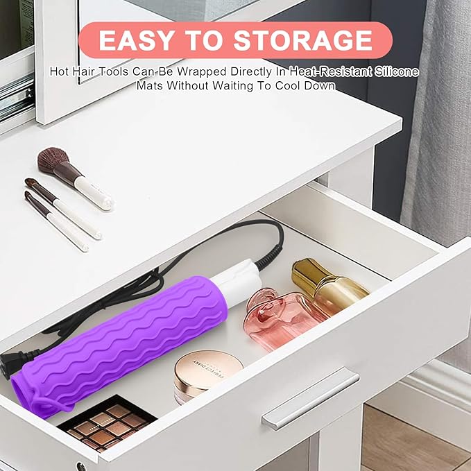 Plus Size Silicone Heat Resistant Mat, Portable Travel Hot Tools Pad Cover for Curling Iron, Flat Iron, Hair Straightener and Other Hair Styling Tools(12.0" x 9.0")
