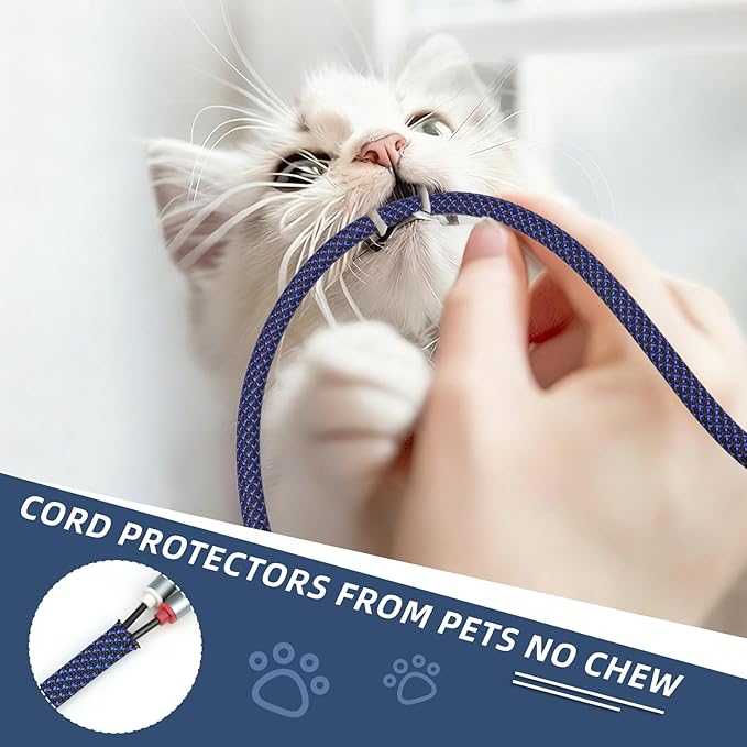 Braided Cable Sleeving, PET Expandable Braided Cable Sleeve, Flexible Mesh Sleeving Cord Management for Audio Video and Other Home Device, Cord Protector from Pets (Black Blue-2, 1/8")
