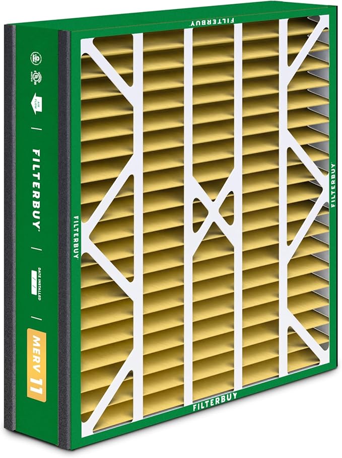 Filterbuy 20x25x5 Air Filter MERV 11 Superior Pet & Allergy Defense (4-Pack), Pleated HVAC AC Furnace Filters for Trion Air Bear, Generalaire, Skuttle, and More (Actual Size: 19.63 x 24.13 x 4.88)