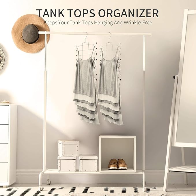 4 Pack Tank Top Hanger, Bra Organizer for Closet, Hanging Space Saving Sport Bra Lingerie Holder Closet Organizers and Storage, College Apartment Essentials, Silver