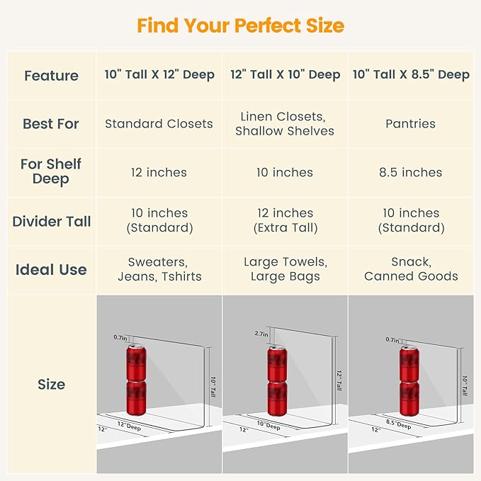 OKPOW Acrylic Shelf Dividers for Closet Organization: 8 Pack Durable Clear Shelves Separators for Clothing Adjustable 12" Tall x 10" Deep