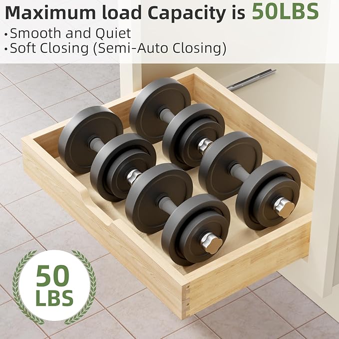 Pull Out Drawers for Cabinets, 22½” W x 21” D Soft Close Slide Out Drawers for Kitchen Cabinets, Cabinet Pull Out Shelves Requires At Least 23.5” Cabinet Opening