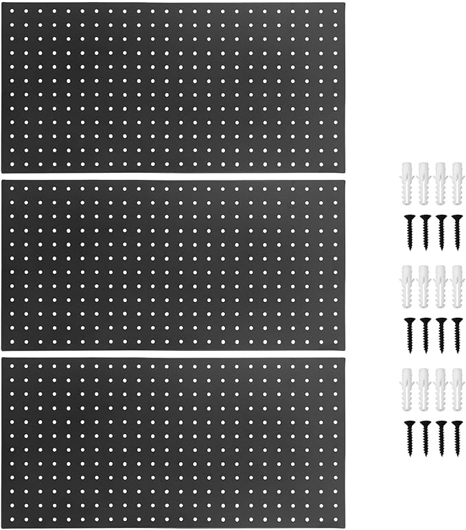 Keenso Metal Pegboard Wall Organizer, Heavy Duty Steel Pegboard, 4 Pack Panels for Garage Tool Storage, Home Office and Craft Room