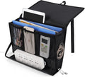 Bedside Storage Organizer with Power Strip Holder and Adjustable Straps Bed Hanging Bag for Home Bunk Bed Dorm Sofa (Black)