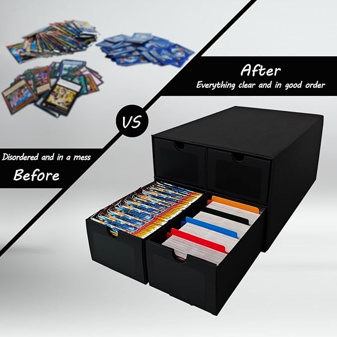 6 Sets Trading Card Storage Boxes, Includes 24-750 CT Boxes & 96 Dividers, 18000+ Trading Cards Organizer for Collectible Card Games, Sports Cards, TCG, with Labels & Pen