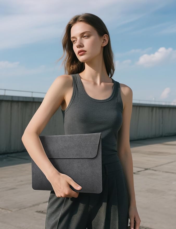 HYZUO 13.3-14 Inch Laptop Sleeve Case Bag with Adjustable Stand for MacBook Pro 14 M5/M4/M3/M2/M1 Pro/Max 2026-2021, MacBook Air/Pro 13.3, 13.8-13.5 Surface Laptop, with Pouch, Space Gray