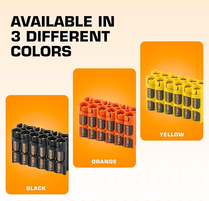 Storacell by Powerpax AAA Battery Storage Caddy, Orange, Holds 12 Batteries (Not Included)