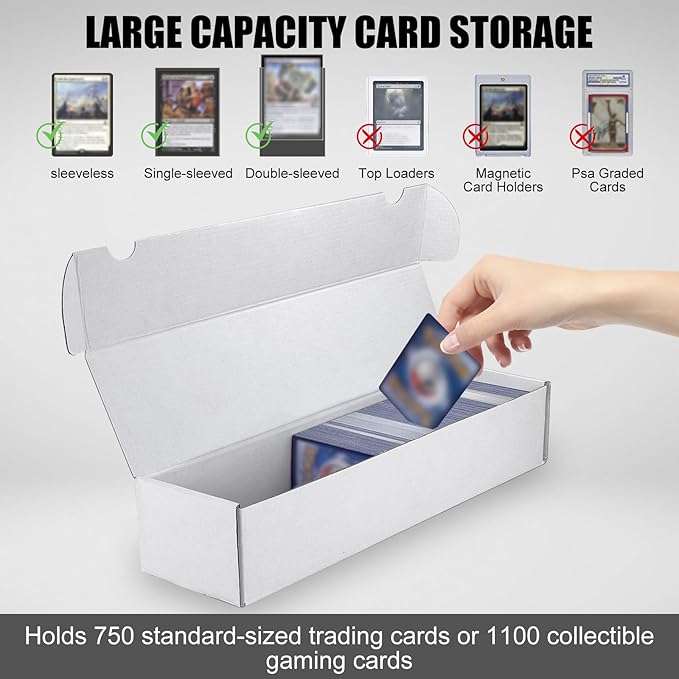Trading Card Storage Box, 10-Pack 1100 Count White Corrugated Cardboard Bulk Sports Storage Box for TCG/Magic/Mtg Basketball Cards, Collectible Trading Cards