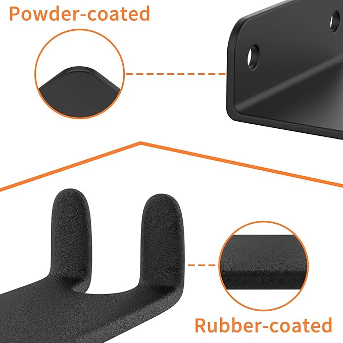 WALMANN 2 Pack Bike Pedal Hanger Wall Mount, Heavy Duty Horizontal Bike Rack for Garage Wall, Holds Up to 70LBS