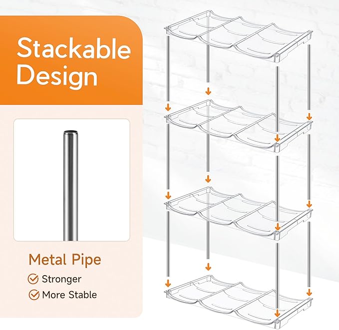 Water Bottle Organizer for Stanley 40 oz Tumbler, Stackable Tumbler Storage, 3 Pack Water Bottle Organizer for Cabinet, Pantry Kitchen Storage & Organization for Stanley Cup - Hold 9 Bottles