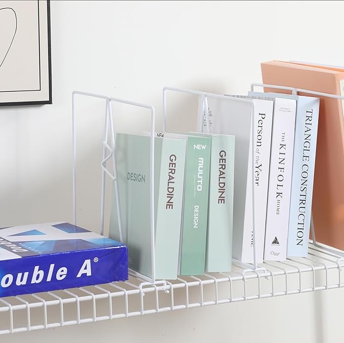 Wire Shelf Dividers - White Closet Organization & Storage Organizer - No Tool Shelf Divider for Wire Shelves - Metal Shelf Accessories – for 12“ Deep Wire Shelves – Tall 12” Height – 10 Pack