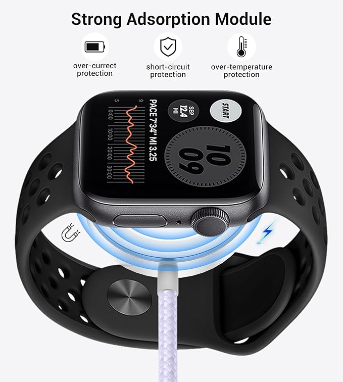 Temdan for Travel Vacation Essentials,3 in 2 USB C Cable for Apple Watch Charger/iPhone 17 Charger/Lightning,Multi Charging Cable Cord,Camping Essentials,Designed for iWatch &iPhone 16-12-4FT Purple