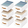 Clothes Organizers and Storage - 4/5/7 Grids Fabric Jeans Organizer with Handles, Foldable Closet Organizers Dividers, Wardrobe organizer for Pant, Sweater, T-shirt, Scarf, 6 Pack, White