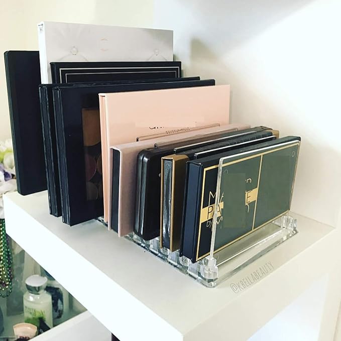 BY ALEGORY Acrylic Makeup Storage Eyeshadow Palette Organizer w/Removable Dividers 10 Space Display Case Fits Virtually All Blush Powder Pallet Sizes (3)