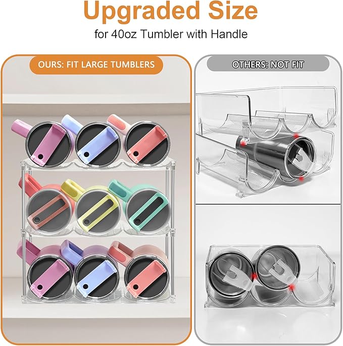 Water Bottle Organizer for Stanley 40 oz Tumbler - Stackable Water Bottle Holder for Cabinet Pantry Kitchen Organizers and Storage for Stanley Cup Holder Accessories, Tumbler Organizer Storage Rack