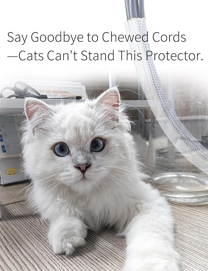 Cable Management Split Wire Loom Sleeve - Cord Hider & Protector for Desk, Pet Chew Proof, Wire Cover Organizer, Flexible Tube for Wires and Cables (3/4 & 1/2 Inch 10FT, White)