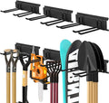 Garage Tool Organizer Wall Mount 48in- 6 Heavy Duty Hooks,360lbs Capacity, Garage Organization & Storage Rack for Broom, Rake & Snow Equipment - Tool Organizer & Men’s Gift Choice