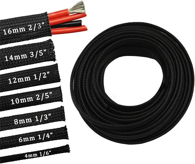 30ft PET Expandable Sleeving Wire Cable Sleeve (1/6", Black)