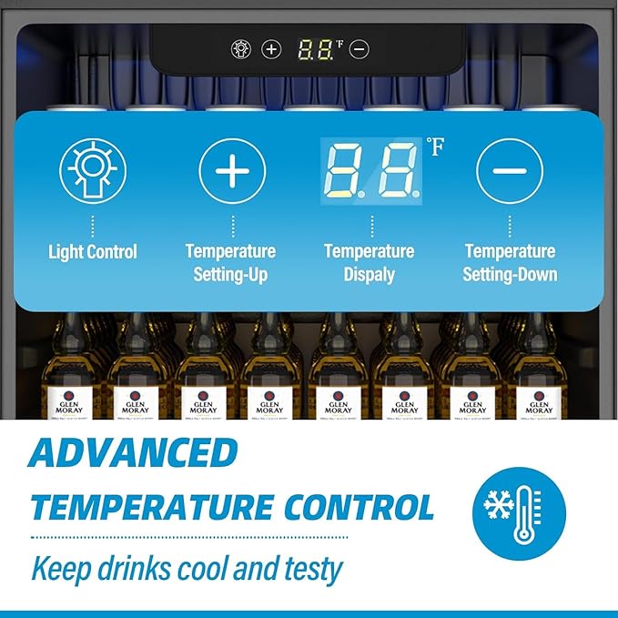 Beverage Refrigerator and Cooler, 76 Can/1.7 Cu Ft Mini Fridge with Glass Door, Adjustable Shelves for Soda,Beer,Wine, Free Standing Small Refrigerator, Digital Display, for Home, Bar, Office
