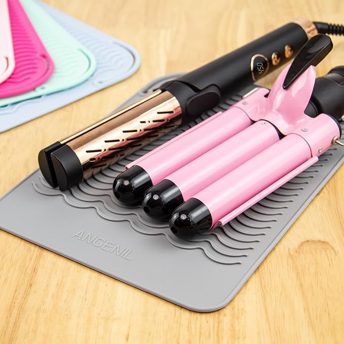 ANGENIL Pro Heat Resistant Silicone Mat for Hair Tools with Flat Iron Hair Straightener and Curling Irons Travel Essentials, Anti-scalding Accessories Pad Hot Tool Mat, Large Size 11.02" x 7.9"