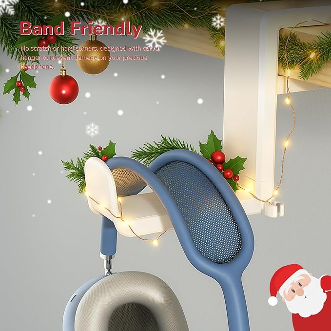 [Xmas Gifts] 3-in-1 PC Gaming Headset&Controller Holder - EURPMASK Headphone Stand w/Adjustable Clamp&2 Controller Holder&Rotating Arm&Cable Organizer,Christmas Card,Bag,Box,Stocking Stuffer for Gamer