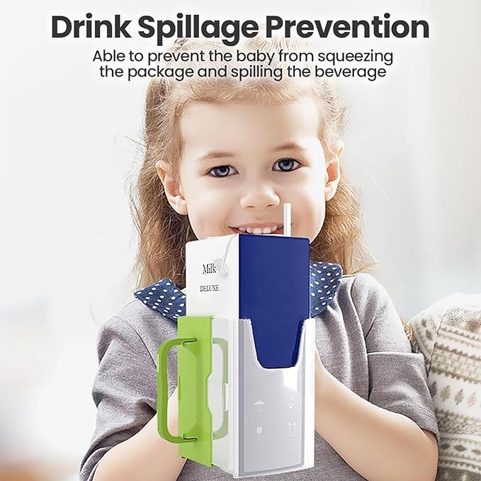 Milk Carton Holder with Handle 8x5cm Reusable Juice Box Holder No Squeeze Adjustable Food Pouch and Milk Box Rack for Kids No Spill