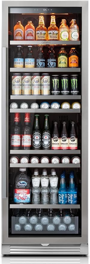 Ca'Lefort Beverage-Refrigerator 24 Inch, Tall Beverage Fridge Cellars Large Bar Drink Cabinet Built-in or Freestanding with Glass Door, Beer Cooler for Bottles and Cans Beer/Soda/Water/Wine