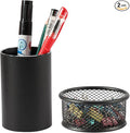 Pen Holder & Paperclip Holder, 2 Pack Aluminum Alloy Waterproof Mesh Paper Clip Holders, Desktop Dispenser Organizer for Desk Binder Clip Bobby Pin Pen, for Home Office School Supplies