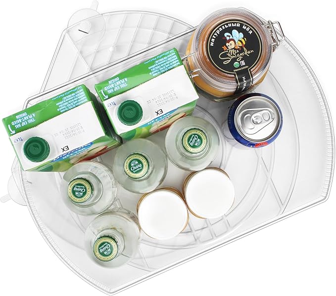 FIRJOY Lazy Susan Turntable for Refrigerator, Square Turntable Organizer for Fridge Cabinet, Pantry, Countertop (15.3" x 11.1" Rectangle 1 Pack - Clear)