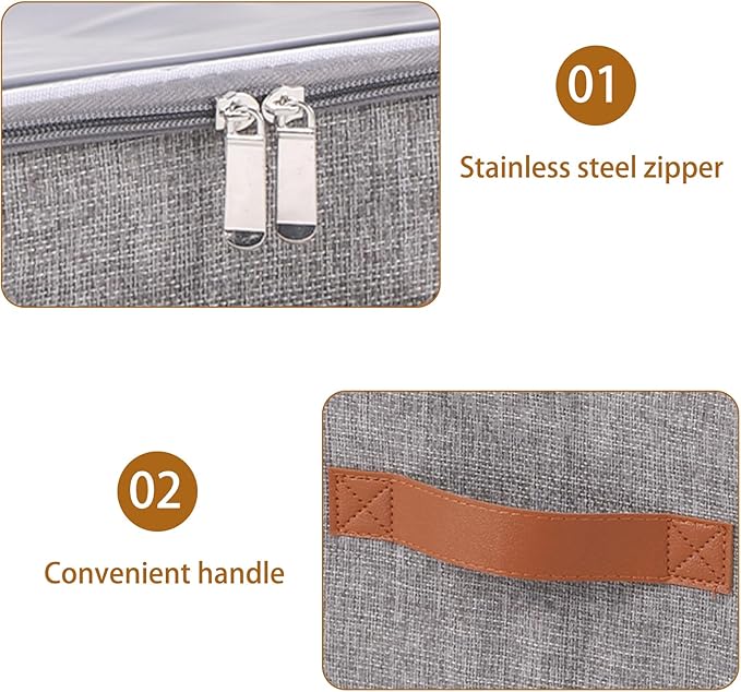 OUTBROS Large Storage Bins with Lid, Foldable Bags, Wardrobe Organiser with Handle and Zipper, Used for storing clothes, blankets, pillows, 19.7 x 15.7 x 11.8 inch, 2-Pack