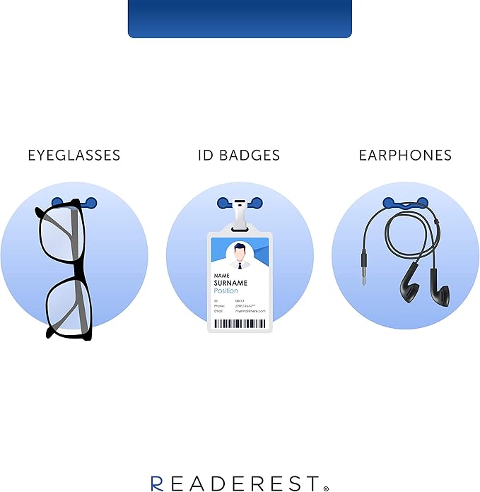 Readerest Magnetic Eyeglass Holder, ID Badge Holder, Made in USA, White