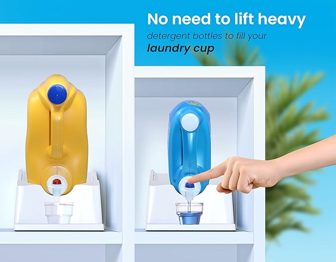 TidyFriend Laundry Detergent Holder Stand Organizer with Drip Tray, 2 Pack Laundry Soap Holder with Non-Slip Rubber Feet for Washing Space Organization, Angled Downward Slope for Easy Pouring (White)