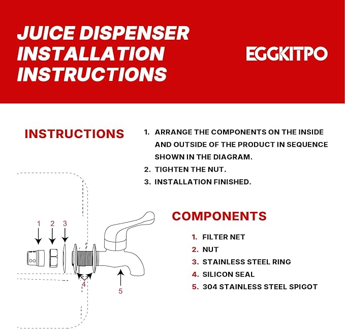 EGGKITPO 1.5 Gallon Polycarbonate Drink Dispensers for Parties 304 Stainless Steel Spigot Lemonade Dispenser with Stand Holloween Water Dispenser for Wedding Sun Tea Jar BPF FREE