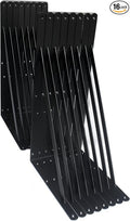16 Pack L20 x H 12" Black Heavy Duty Shelf Brackets with Screws Metal Shelf Brackets Shelf Support Angle Brackets for Shelves L Brackets Heavy Duty Floating Shelf