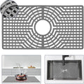 Silicone Sink Protector 24"x12" Center Drain Hole, Heat Resistant Non-slip Dishwasher Suitable, Large Mat for Bottom of Farmhouse Kitchen Stainless Steel Sink (Grey)