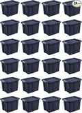 Sterilite 24-Pack Storage Bins with Lids, Heavy Duty Totes, Tuff1, 18 Gallon, Dark Indigo