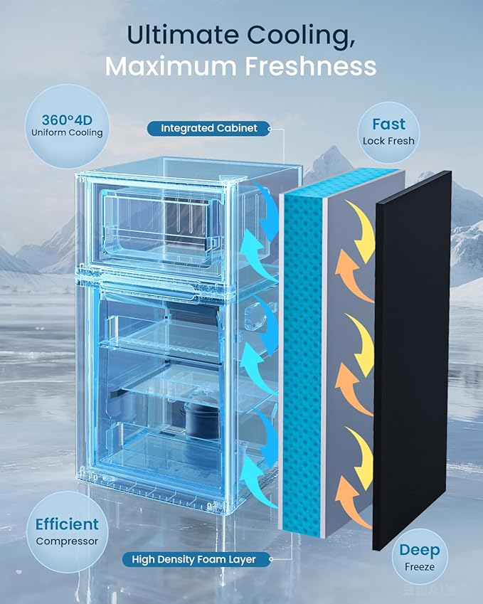 3.2 Cu.Ft Mini Fridge with Freezer - 2 Door Small Refrigerator, Mini Refrigerator with Adjustable Thermostat, Removable Shelves, Mini Fridge for Bedroom, Office, Dorm, Apartment, Silver