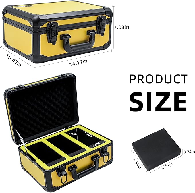 Graded Card Storage Box; Durable Sports, PSA Card Storage Case- Trading Card Storage Box - PSA Slab Case For Top Loaders (YELLOW, 14.17x11.2x7 inches)