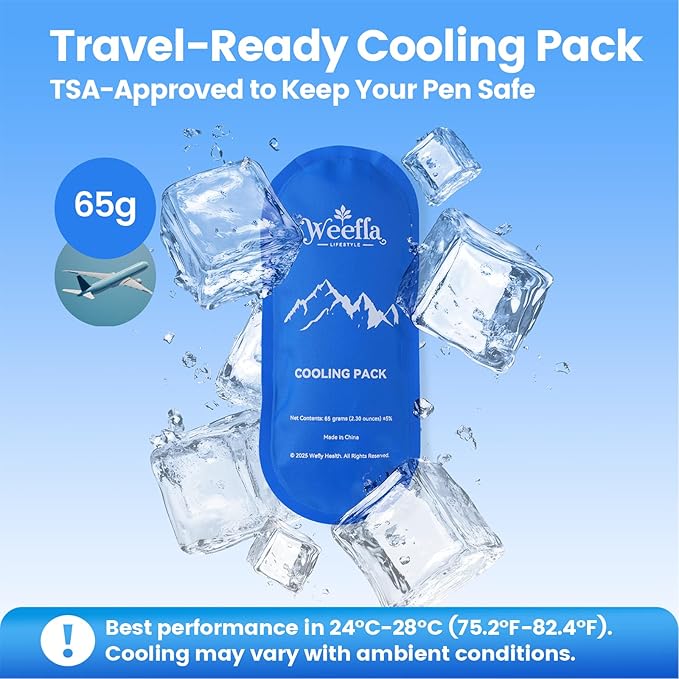 Hard Shell Insulated Cooler Travel Case for 1 Ozempic or Wegovy Injector Pen & Needles, TSA Approved Cold Pack, Easy to Clean, Compact Syringe Box Holder for Trip & Daily Use (Gray)