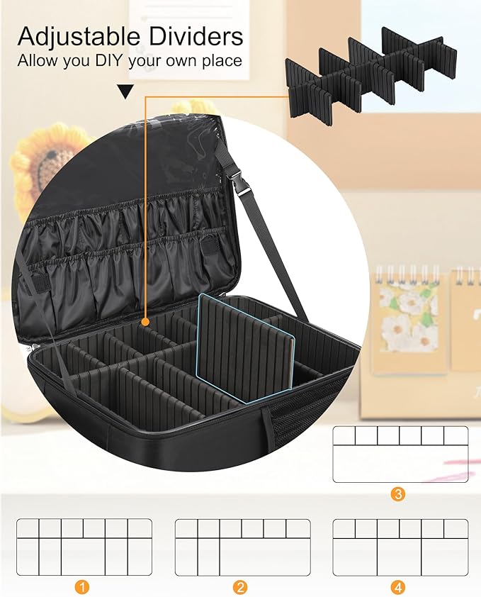 Relavel Professional Makeup Case Backpack and Large Clear Makeup Bag for Makeup Artists, Makeup Kit Set Bag, Durable Water-resistant Material, with Shoulder Strap and Adjustable Dividers