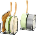 Pan and Pot Organizer Rack, Cutting Board Organizer for Cookie Sheet,Frying Pan inside Cabinet,Baking Pan, Tray Organizer for Kitchen Storage - Total 5 Compartments(2 Pcs)