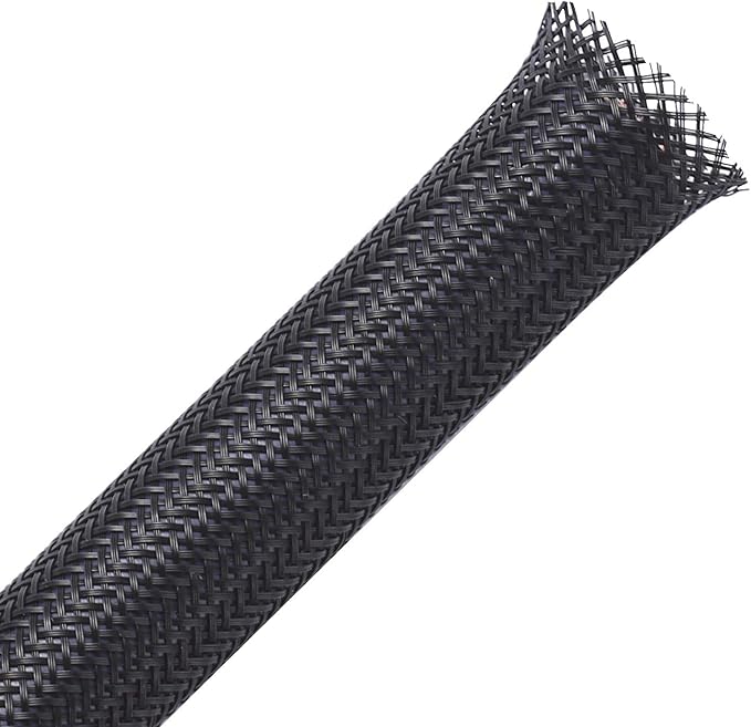 25ft - 3/8 inch PET Expandable Braided Sleeving – Black – Alex Tech Braided Cable Sleeve
