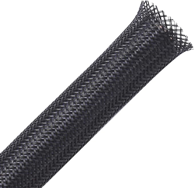 25ft - 1.5 inch PET Expandable Braided Sleeving – Black – Alex Tech Braided Cable Sleeve