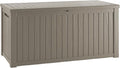 270 Gallon Resin Deck Box, Waterproof Outdoor Storage Box for Patio Furniture Cushions, Garden Tools, and Pool Accessories, Large Lockable UV-Resistant Storage Bin Bench Cabinet for Outside, Grey
