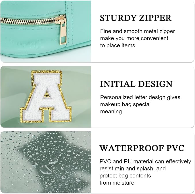 YOOLIFE Initial Clear Makeup Bag | Travel Clear Makeup Bag | Travel Beach Toiletry Bag | Car Organizer Essentials for Women | Teacher Birthday Gifts Christmas Stocking Stuffers Blue K