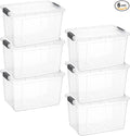 Superio Clear Storage Boxes with Lids, 26 Quart Plastic Container Bins for Organizing, Stackable Crates, BPA Free, Non Toxic, Odor Free, Organizers for Home, Office and Dorm, 6 Pack