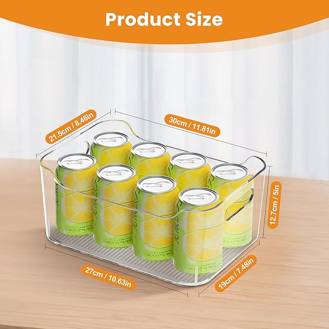 Clear Plastic Storage Bins-Pantry Organizers & Storage Containers-Refrigerator Organizer Bins with Handle - Home Organization Must Haves for Kitchen (Clear 2 Pack-Large)