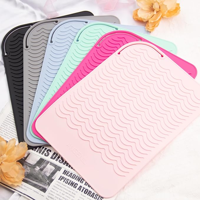 ANGENIL Pro Heat Resistant Silicone Mat for Hair Tools with Flat Iron Hair Straightener and Curling Irons Travel Essentials, Anti-scalding Accessories Pad Hot Tool Mat, Large Size 11.02" x 7.9"