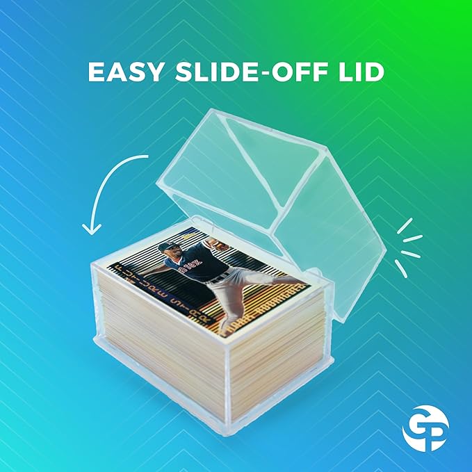 20 Pack Clear Acrylic Card Storage Boxes with Lids – 3 1/2" L x 2 1/2" W x 2" H Baseball Card Storage Box, Sports Card Boxes and Magic Card Storage Box, Playing Card Case – Made in USA
