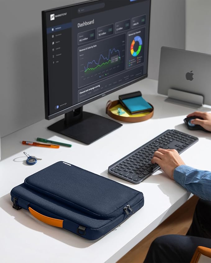 tomtoc 360 Protective Laptop Shoulder Bag for 15-inch 2025 MacBook Air M4/A3241, M3/A3114, M2/A2941, 15 Inch Dell XPS,15-in Microsoft Surface Laptop 7/6/5, Water-Resistant Laptop Accessory Sleeve Case
